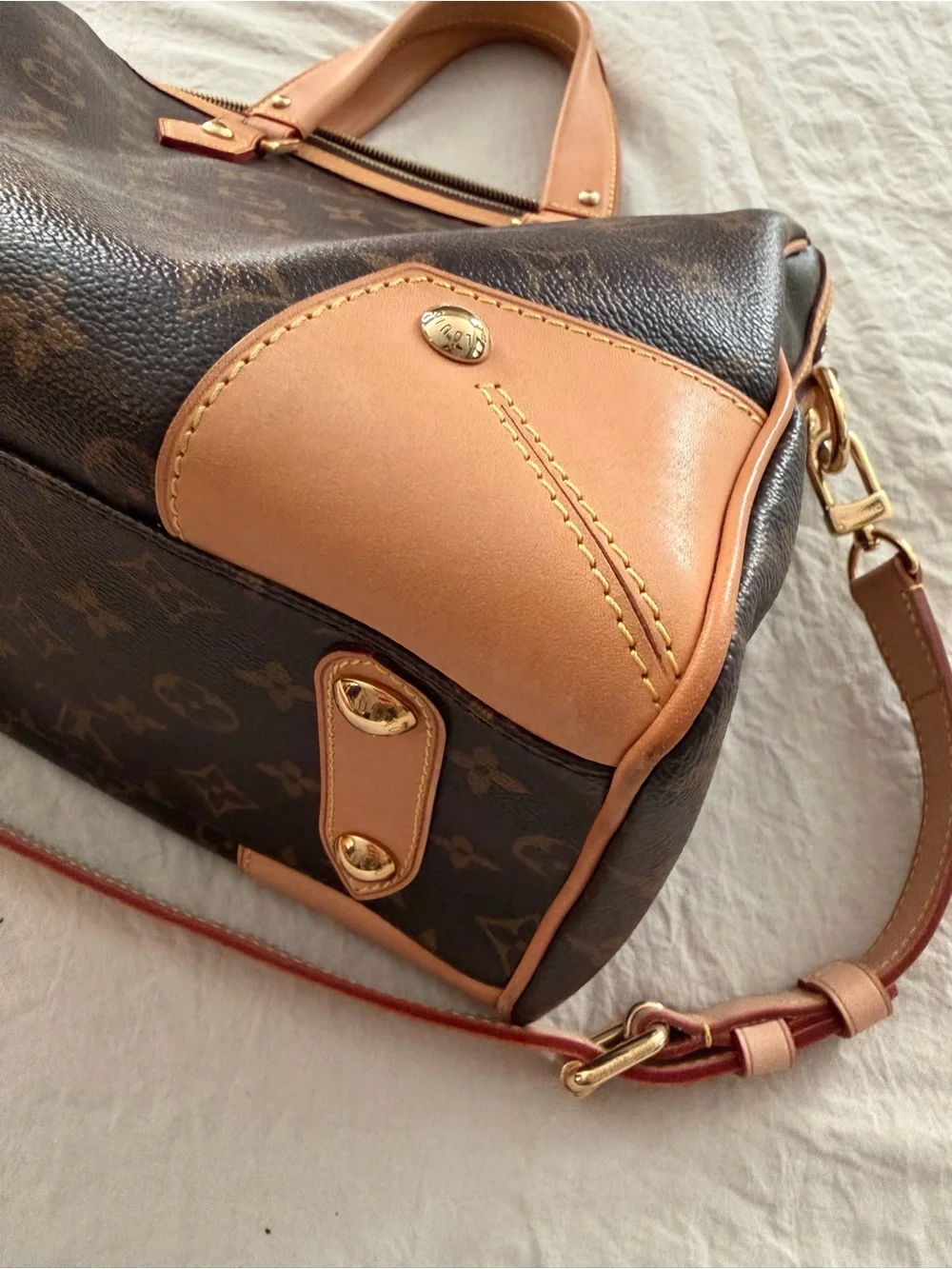 Louis Vuitton Brown Monogram Canvas Retiro PM with Tan Leather Trim
